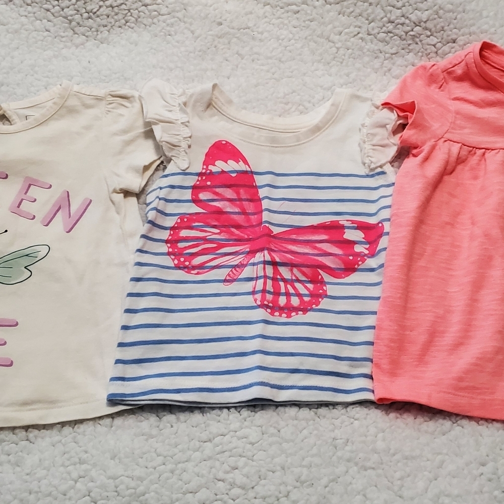 Gap KIDS Bundle of Butterfly Striped Kids Shirt - White and Pink